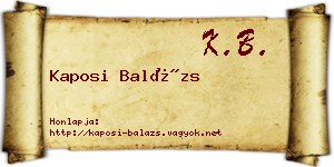 Kaposi Balázs névjegykártya