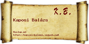 Kaposi Balázs névjegykártya